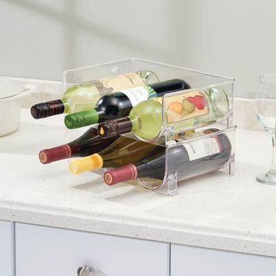 Clear Plastic Folding Wine Bottle Organizer For Kitchen Countertop Pantry Fridge