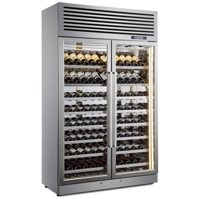 Hotel Wine Fridge Full 304 Stainless Steel Silver 200 Bottles Kitchen Wine Bottles Commercial Refrigerator